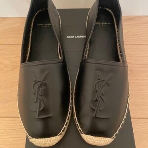 YSL black logo espadrilles leather size 39